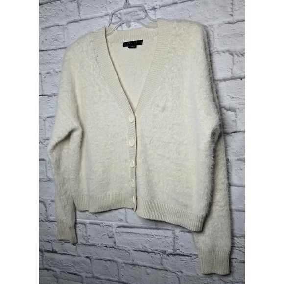 Sanctuary Eyelash Cardigan Cream Fuzzy Super Soft XS Crop Boxy - Picture 3 of 10